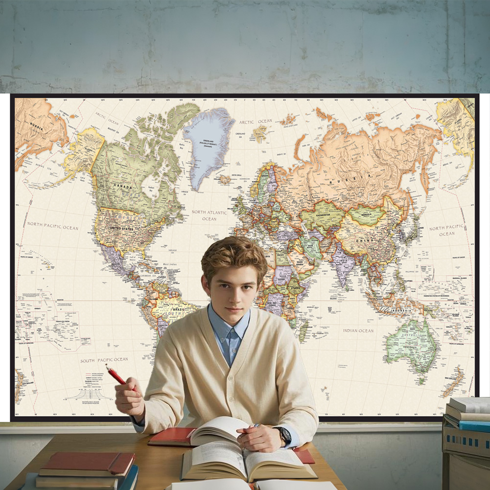 Star Map Poster - 127x81 cm/50x32 inç Vintage Dünya Haritası